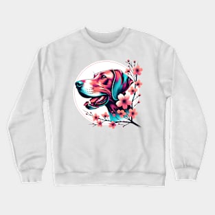 Pointer Enjoys Spring Amidst Cherry Blossoms Crewneck Sweatshirt